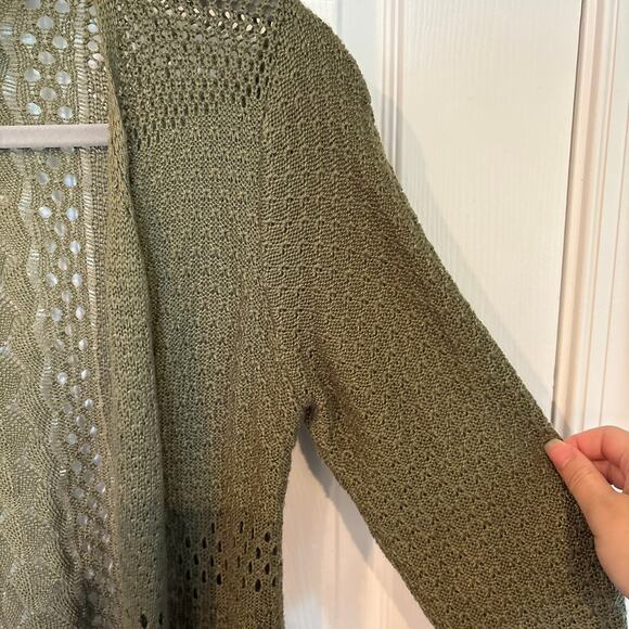 99 Jane Street Open Front Cardigan Olive Green Small - Picture 7 of 12